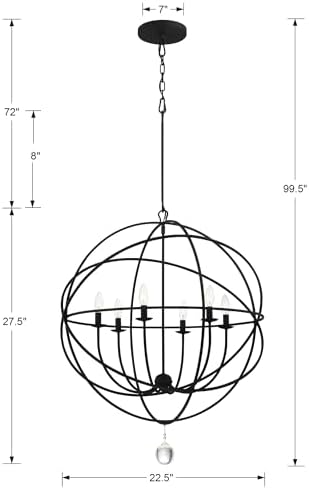 Crystorama Solaris 6 Light Black Chandelier 1