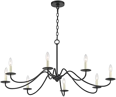 Franklin Iron Works Black Hanging Chandelier 42 Wide 8-Light