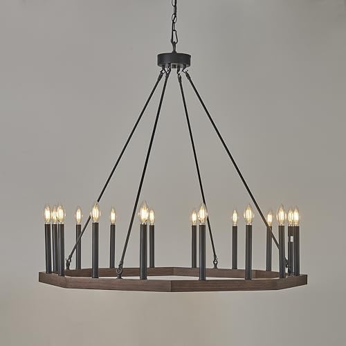 16 Light Candle Chandelier Black and Brown Finish