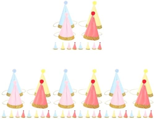 LUOZZY 48 pc Glitter Cone Party Hats with Pom