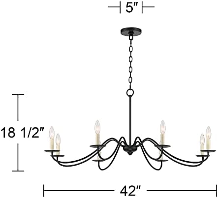 Franklin Iron Works Black Hanging Chandelier 42 Wide 8-Light
