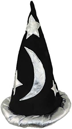 Novelty Giant Black and Silver Pointed Wizard Hat