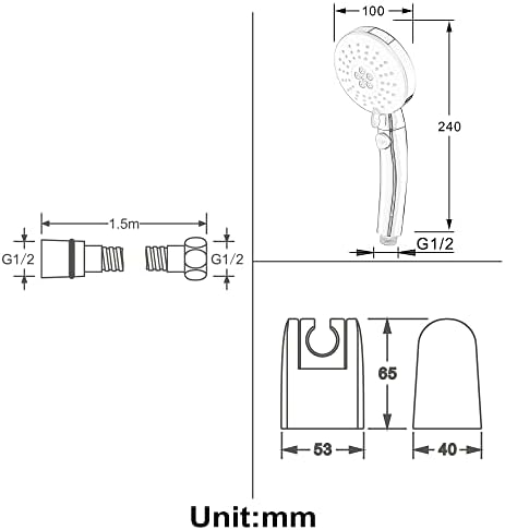 X ABS Handheld Shower Head with 3 Spray Modes