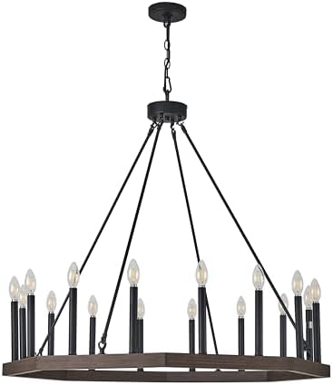 16 Light Candle Chandelier Black and Brown Finish