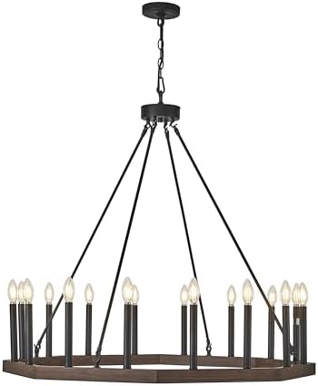16 Light Candle Chandelier Black and Brown Finish