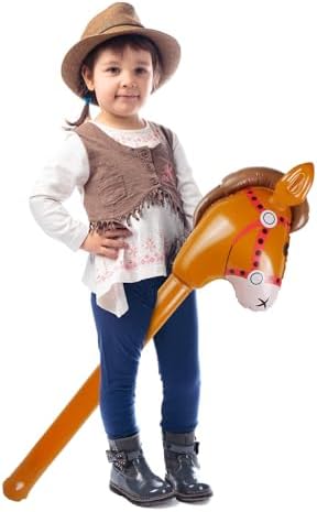 EVERMARKET Inflatable Stick Horse 37 Inch Brown Large