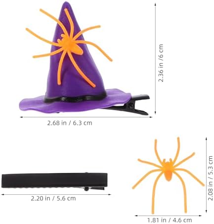 LOGOFUN 4 Sets Halloween Pumpkin Hair Clips with Spider Witch Hat Headpiece