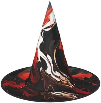 Witch Hats Halloween Cone Wizard Hat Black Red Marble Design