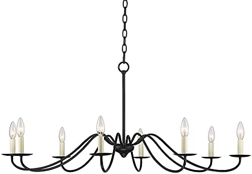 Franklin Iron Works Black Hanging Chandelier 42 Wide 8-Light