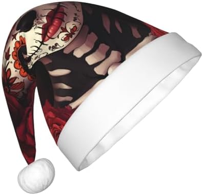 Augenstern Christmas Hat Women Sugar Skull Rose Santa Hat Unisex