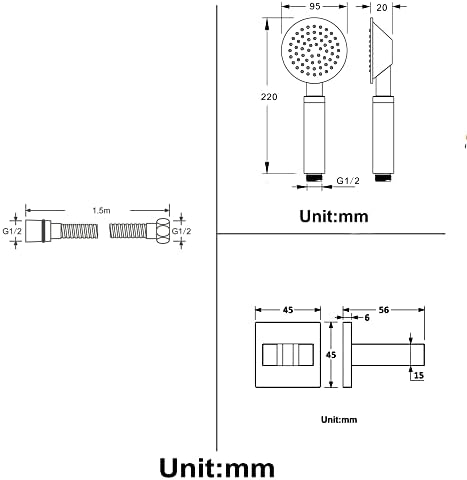 UWEREBFM Handheld Shower Head Set Brass with 15M Hose