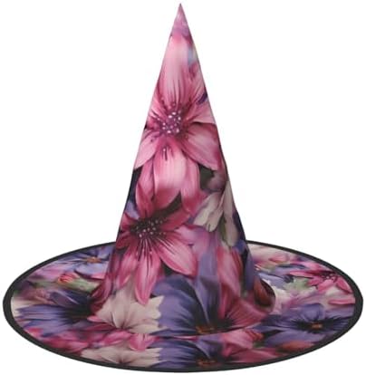 Witch Hat Halloween Purple and Flowers Costume Hat