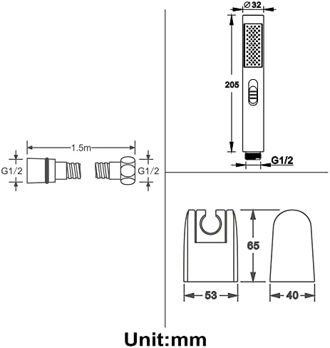 FUTENI High Pressure Handheld Shower Head with 2 Functions