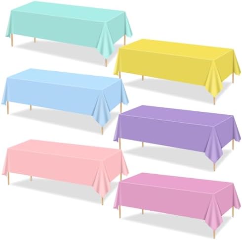 6 Pack Pastel Rainbow Tablecloths for Parties