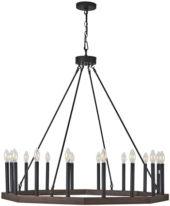 16 Light Candle Chandelier Black and Brown Finish