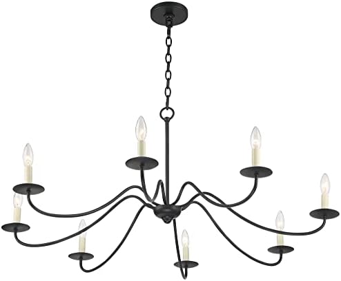 Franklin Iron Works Black Hanging Chandelier 42 Wide 8-Light