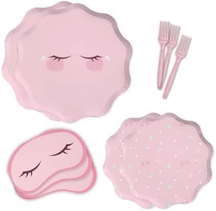 64 Pcs Spa Party Tableware Set for Girls