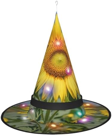 Golden Yellow Sunflower Witch Halloween Hat with LED Light