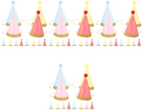 LUOZZY 48 pc Glitter Cone Party Hats with Pom