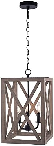 3 Light Candle Style Wood Chandelier Black Dimmable