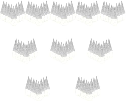 LUOZZY 120 PCS Silver Glitter Birthday Cone Hats for Kids and Adults