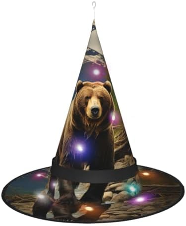 Witch Hats With Led Light Halloween Cone Wizard Hat Brown Bear Costume
