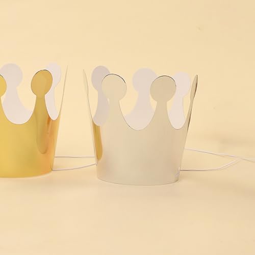 LOGOFUN 20pcs Silver Glitter Paper Crowns Birthday Headband