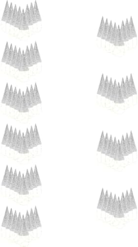 LUOZZY 120 PCS Silver Glitter Birthday Cone Hats for Kids and Adults