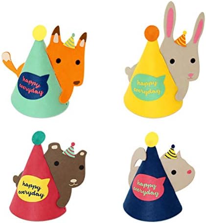 ABOOFAN 4pcs Party Hat Animal Theme Birthday Cap