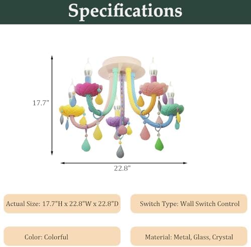 Skyblaze Crystal Ceiling Light Fixtures for Kids Room