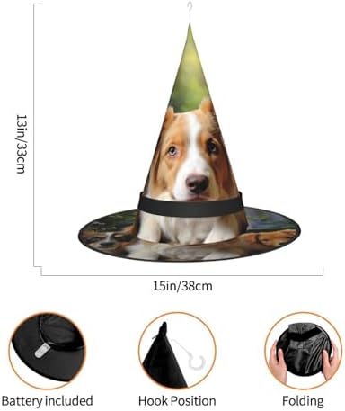 Cute Dog Halloween Witch Hat with LED Light