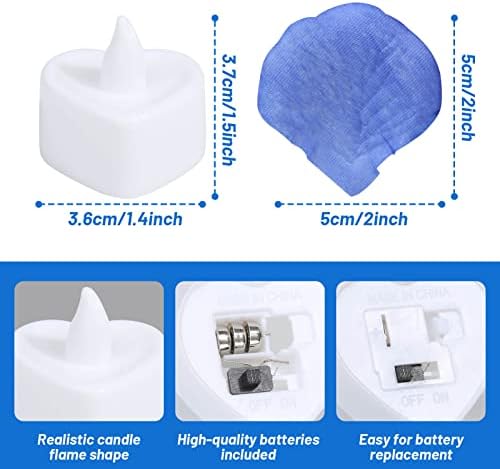 Cridoz Blue Rose Petals LED Candles Romantic Set