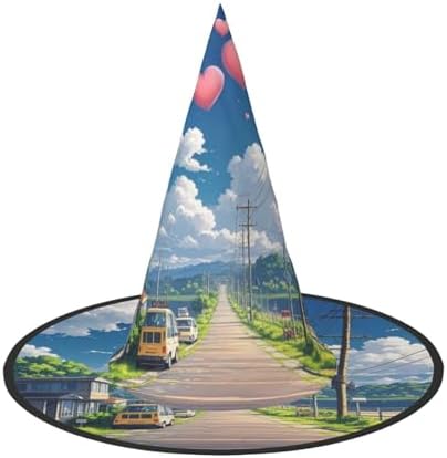 Witch Hats Halloween Cone Wizard Hat with Hearts in the Sky Costume