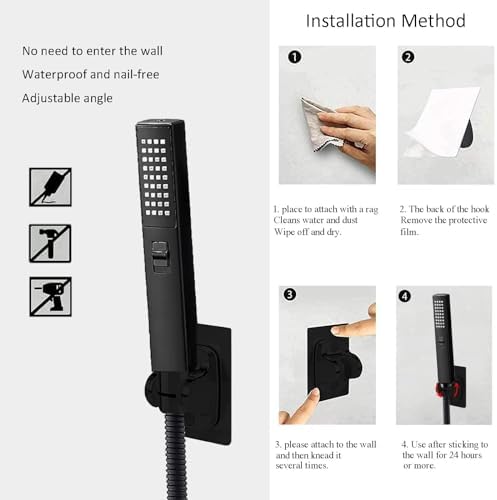 6 Inch Square High Pressure Rain Shower Head with Handheld Spray Combo