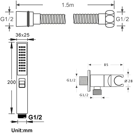 UWEREBFM X 2 Functions Handheld Shower Head with ABS and Hose