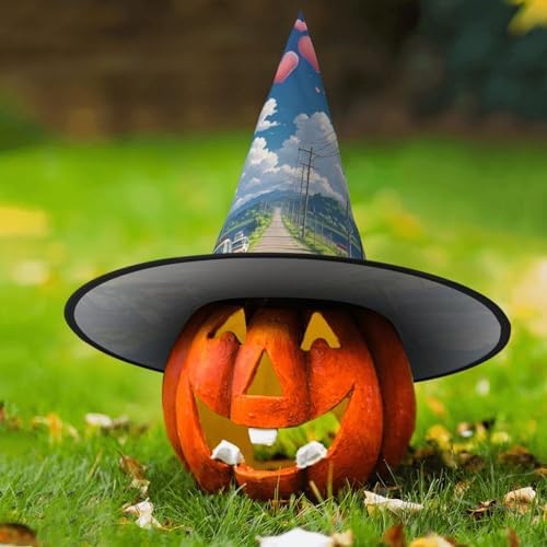 Witch Hats Halloween Cone Wizard Hat with Hearts in the Sky Costume