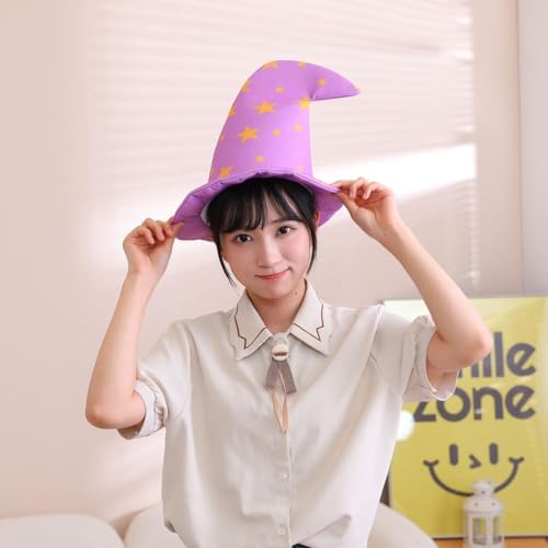 LOGOFUN Halloween Witch Hat with Star Pattern