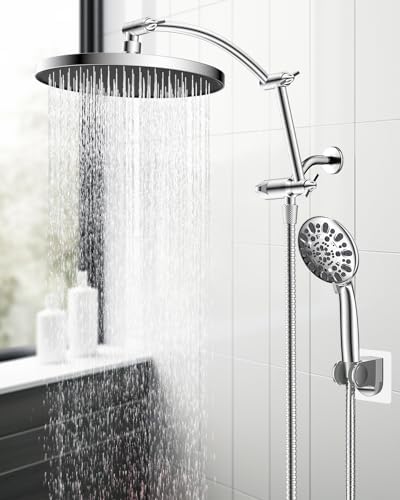 Hibbent Self Cleaning Shower Head with Handheld and Rainfall