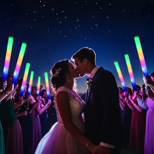 12 Pcs LED Foam Glow Sticks with 3 Modes