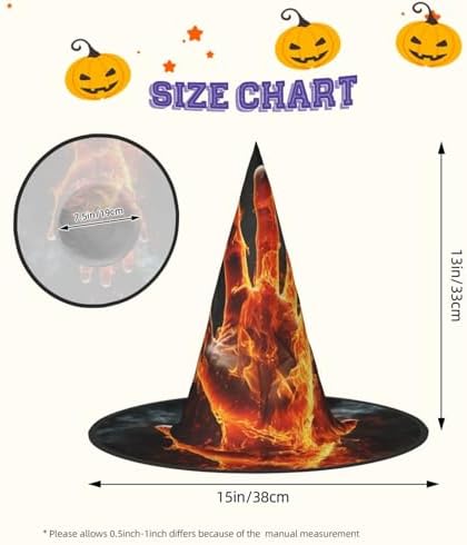 Fire Flame Witch Halloween Costume Hat for Adults