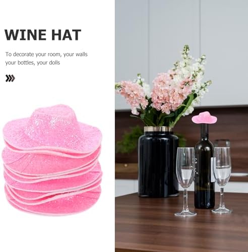 LUOZZY 60PCS Mini Cowgirl Hat Glitter Pink Western Hat for Dollhouse