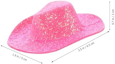 LUOZZY 60PCS Mini Cowgirl Hat Glitter Pink Western Hat for Dollhouse