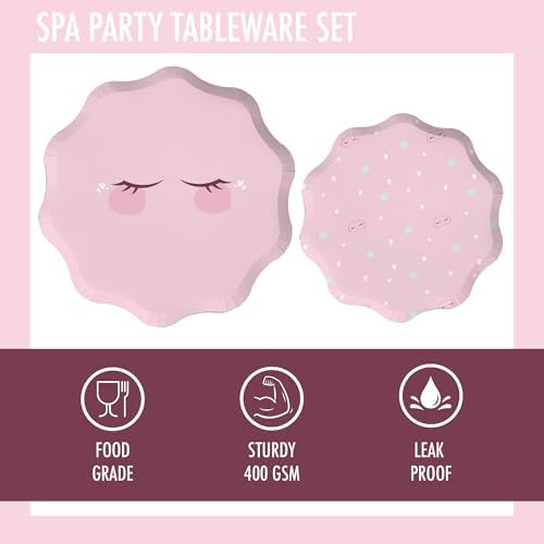 64 Pcs Spa Party Tableware Set for Girls