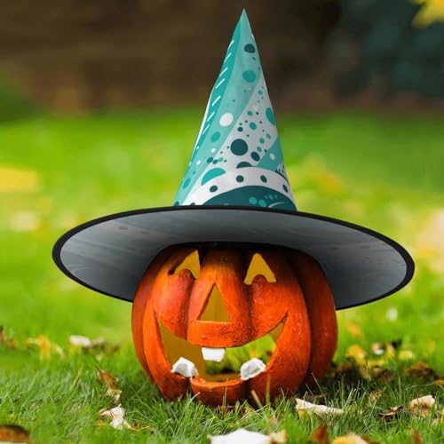 Turquoise White Circle Witch Halloween Costume Hat