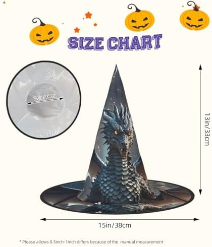 Cool Dragon Witch Halloween Cone Wizard Hat for Adults