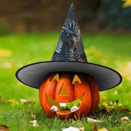 Cool Dragon Witch Halloween Cone Wizard Hat for Adults