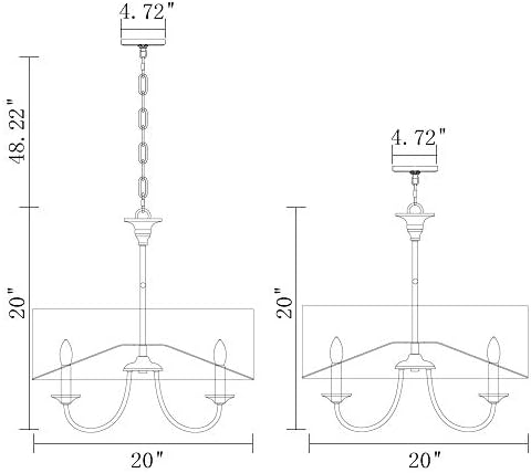 TA Traditional 5 Light Chandelier with White Linen Drum Shades