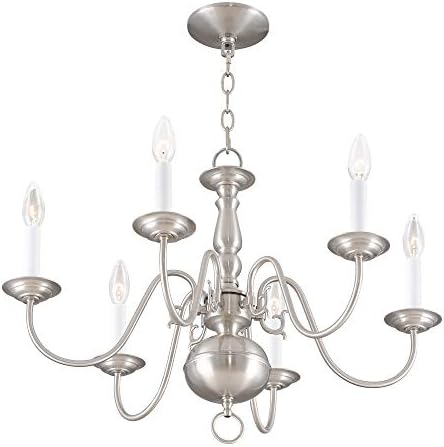 Livex Lighting Williamsburgh 6 Light Brushed Nickel Chandelier