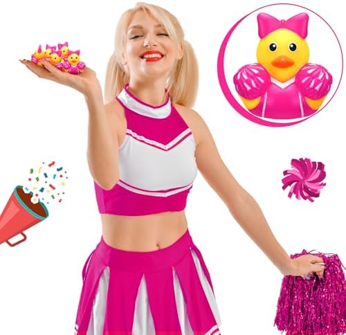 24 Pcs Cheer Team Rubber Duck Party Favors Pink