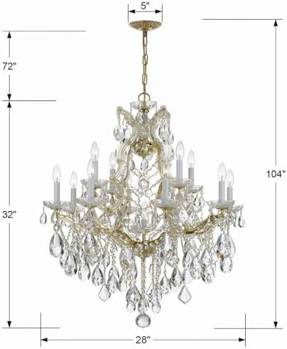 Bohemian Crystal 13 Light Candle Chandelier in Gold